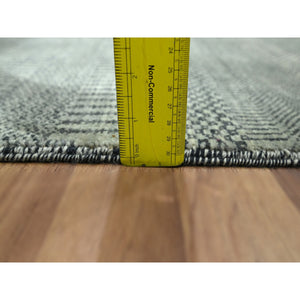 2'x3' Cloud Gray, Modern Grass Design, Hand Knotted, Wool with touch of Silk, Tone on Tone, Lush and Plush, Mat, Sample, Oriental Rug FWR459690