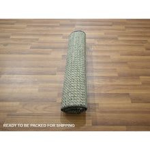 Load image into Gallery viewer, 2&#39;x3&#39; Cloud Gray, Modern Grass Design, Hand Knotted, Wool with touch of Silk, Tone on Tone, Lush and Plush, Mat, Sample, Oriental Rug FWR459690