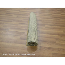 Load image into Gallery viewer, 2&#39;x3&#39; Gray-beige, Modern Grass Design, Hand Knotted, Wool With Touch Of Silk, Tone On Tone, Lush And Plush, Sample, Mat, Oriental Rug FWR459696