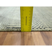 Load image into Gallery viewer, 2&#39;x3&#39; Gray-Beige, Tone on Tone, Modern Grass Design, Hand Knotted, Wool with touch of Silk, Lush and Plush, Sample, Mat, Oriental Rug FWR459702
