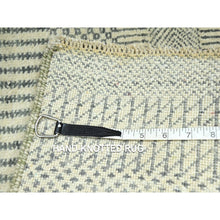 Load image into Gallery viewer, 2&#39;x3&#39; Gray-Beige, Tone on Tone, Modern Grass Design, Hand Knotted, Wool with touch of Silk, Lush and Plush, Sample, Mat, Oriental Rug FWR459702