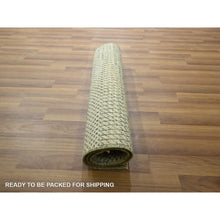 Load image into Gallery viewer, 2&#39;x3&#39; Gray-Beige, Tone on Tone, Modern Grass Design, Hand Knotted, Wool with touch of Silk, Lush and Plush, Sample, Mat, Oriental Rug FWR459702