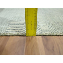 Load image into Gallery viewer, 2&#39;x3&#39; Gray-Beige, Hand Knotted, Modern Grass Design, Wool with touch of Silk, Tone on Tone, Lush and Plush, Sample, Mat, Oriental Rug FWR459708