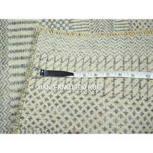 Load image into Gallery viewer, 2&#39;x3&#39; Gray-Beige, Hand Knotted, Modern Grass Design, Wool with touch of Silk, Tone on Tone, Lush and Plush, Sample, Mat, Oriental Rug FWR459708