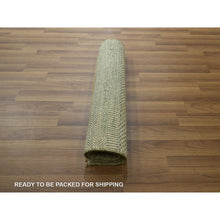 Load image into Gallery viewer, 2&#39;x3&#39; Gray-beige, Hand Knotted, Modern Grass Design, Wool With Touch Of Silk, Tone On Tone, Lush And Plush, Sample, Mat, Oriental Rug FWR459708