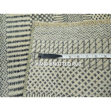 Load image into Gallery viewer, 2&#39;x3&#39; Gray-beige, Modern Grass Design, Hand Knotted, Wool With Touch Of Silk, Tone On Tone, Lush And Plush, Sample, Mat, Oriental Rug FWR459714