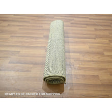 Load image into Gallery viewer, 2&#39;x3&#39; Gray-Beige, Modern Grass Design, Hand Knotted, Wool with touch of Silk, Tone on Tone, Lush and Plush, Sample, Mat, Oriental Rug FWR459714
