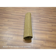 Load image into Gallery viewer, 2&#39;x3&#39; Ecru Brown, Tone on Tone, Modern Grass Design, Hand Knotted, Wool with touch of Silk, Lush and Plush, Mat, Sample, Oriental Rug FWR459720