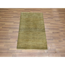 Load image into Gallery viewer, 2&#39;x3&#39; Golden Brown, Modern Grass Design, Hand Knotted, Wool with touch of Silk, Tone on Tone, Lush and Plush, Sample, Mat, Oriental Rug FWR459726