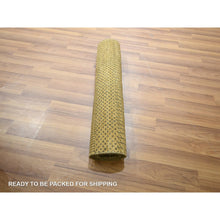 Load image into Gallery viewer, 2&#39;x3&#39; Golden Brown, Modern Grass Design, Hand Knotted, Wool with touch of Silk, Tone on Tone, Lush and Plush, Sample, Mat, Oriental Rug FWR459726
