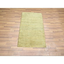 Load image into Gallery viewer, 2&#39;x3&#39; Khaki Brown, Hand Knotted, Modern Grass Design, Wool with touch of Silk, Tone on Tone, Lush and Plush, Sample, Mat, Oriental Rug FWR459732
