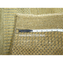 Load image into Gallery viewer, 2&#39;x3&#39; Khaki Brown, Hand Knotted, Modern Grass Design, Wool with touch of Silk, Tone on Tone, Lush and Plush, Sample, Mat, Oriental Rug FWR459732