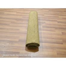 Load image into Gallery viewer, 2&#39;x3&#39; Khaki Brown, Hand Knotted, Modern Grass Design, Wool with touch of Silk, Tone on Tone, Lush and Plush, Sample, Mat, Oriental Rug FWR459732