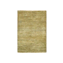 Load image into Gallery viewer, 2&#39;x3&#39; Honey Brown, Modern Grass Design, Hand Knotted, Wool with touch of Silk, Tone on Tone, Lush and Plush, Sample, Mat, Oriental Rug FWR459738