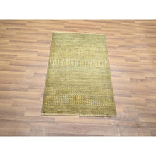 Load image into Gallery viewer, 2&#39;x3&#39; Honey Brown, Modern Grass Design, Hand Knotted, Wool with touch of Silk, Tone on Tone, Lush and Plush, Sample, Mat, Oriental Rug FWR459738