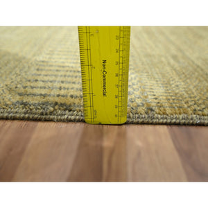 2'x3' Honey Brown, Modern Grass Design, Hand Knotted, Wool with touch of Silk, Tone on Tone, Lush and Plush, Sample, Mat, Oriental Rug FWR459738