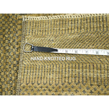 Load image into Gallery viewer, 2&#39;x3&#39; Honey Brown, Modern Grass Design, Hand Knotted, Wool with touch of Silk, Tone on Tone, Lush and Plush, Sample, Mat, Oriental Rug FWR459738