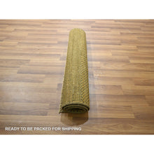 Load image into Gallery viewer, 2&#39;x3&#39; Honey Brown, Modern Grass Design, Hand Knotted, Wool with touch of Silk, Tone on Tone, Lush and Plush, Sample, Mat, Oriental Rug FWR459738
