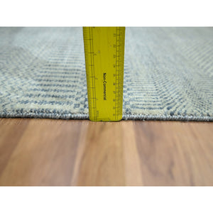 2'x3' Sky Blue, Tone on Tone, Modern Grass Design, Hand Knotted, Wool with touch of Silk, Lush and Plush, Sample, Mat, Oriental Rug FWR459744