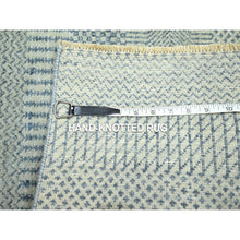 Load image into Gallery viewer, 2&#39;x3&#39; Sky Blue, Tone on Tone, Modern Grass Design, Hand Knotted, Wool with touch of Silk, Lush and Plush, Sample, Mat, Oriental Rug FWR459744