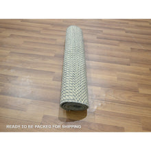 Load image into Gallery viewer, 2&#39;x3&#39; Sky Blue, Tone On Tone, Modern Grass Design, Hand Knotted, Wool With Touch Of Silk, Lush And Plush, Sample, Mat, Oriental Rug FWR459744