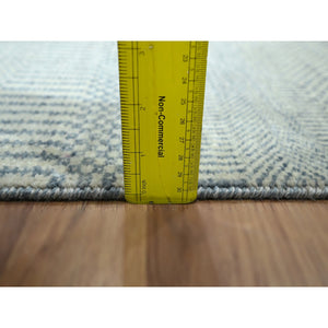 2'x3' Light Blue, Modern Grass Design, Hand Knotted, Wool with touch of Silk, Tone on Tone, Lush and Plush, Mat, Sample, Oriental Rug FWR459750