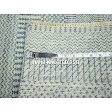 Load image into Gallery viewer, 2&#39;x3&#39; Light Blue, Modern Grass Design, Hand Knotted, Wool With Touch Of Silk, Tone On Tone, Lush And Plush, Mat, Sample, Oriental Rug FWR459750