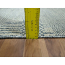 Load image into Gallery viewer, 2&#39;x3&#39; Stone Blue, Wool with touch of Silk, Modern Grass Design, Hand Knotted, Tone on Tone, Lush and Plush, Sample, Mat, Oriental Rug FWR459756