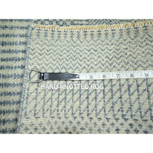 Load image into Gallery viewer, 2&#39;x3&#39; Stone Blue, Wool with touch of Silk, Modern Grass Design, Hand Knotted, Tone on Tone, Lush and Plush, Sample, Mat, Oriental Rug FWR459756