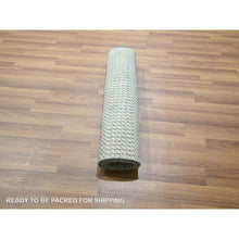 Load image into Gallery viewer, 2&#39;x3&#39; Stone Blue, Wool With Touch Of Silk, Modern Grass Design, Hand Knotted, Tone On Tone, Lush And Plush, Sample, Mat, Oriental Rug FWR459756