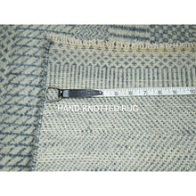Load image into Gallery viewer, 2&#39;x3&#39; Yonder Blue, Modern Grass Design, Hand Knotted, Wool with touch of Silk, Tone on Tone, Lush and Plush, Sample, Mat, Oriental Rug FWR459762