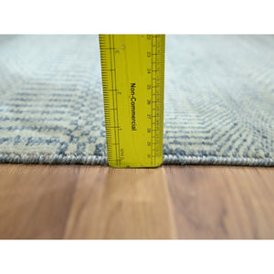 2'x3' Slate Blue, Tone on Tone, Modern Grass Design, Hand Knotted, Wool with touch of Silk, Lush and Plush, Sample, Mat, Oriental Rug FWR459768