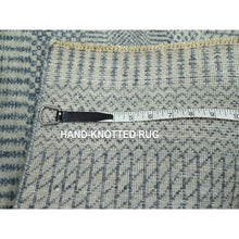 Load image into Gallery viewer, 2&#39;x3&#39; Stone Blue, Hand Knotted, Modern Grass Design, Wool with touch of Silk, Tone on Tone, Lush and Plush, Sample, Mat, Oriental Rug FWR459774