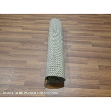 Load image into Gallery viewer, 2&#39;x3&#39; Stone Blue, Wool with touch of Silk, Modern Grass Design, Hand Knotted, Tone on Tone, Lush and Plush, Sample, Mat, Oriental Rug FWR459756