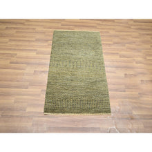 Load image into Gallery viewer, 2&#39;x3&#39; Walnut Brown, Modern Grass Design, Hand Knotted, Wool With Touch Of Silk, Tone On Tone, Lush And Plush, Sample, Mat, Oriental Rug FWR459786