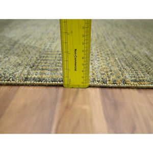 2'x3' Walnut Brown, Modern Grass Design, Hand Knotted, Wool with touch of Silk, Tone on Tone, Lush and Plush, Sample, Mat, Oriental Rug FWR459786