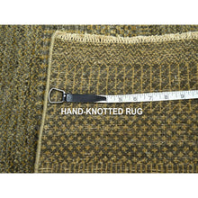 Load image into Gallery viewer, 2&#39;x3&#39; Walnut Brown, Modern Grass Design, Hand Knotted, Wool with touch of Silk, Tone on Tone, Lush and Plush, Sample, Mat, Oriental Rug FWR459786