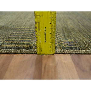 2'x3' Umber Brown, Modern Grass Design, Hand Knotted, Wool with touch of Silk, Tone on Tone, Lush and Plush, Sample, Mat, Oriental Rug FWR459792