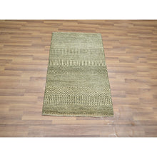 Load image into Gallery viewer, 2&#39;x3&#39; Khaki Brown, Modern Grass Design, Hand Knotted, Wool with touch of Silk, Tone on Tone, Lush and Plush, Mat, Sample, Oriental Rug FWR459798
