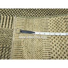 Load image into Gallery viewer, 2&#39;x3&#39; Khaki Brown, Modern Grass Design, Hand Knotted, Wool with touch of Silk, Tone on Tone, Lush and Plush, Mat, Sample, Oriental Rug FWR459798