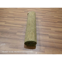 Load image into Gallery viewer, 2&#39;x3&#39; Khaki Brown, Modern Grass Design, Hand Knotted, Wool with touch of Silk, Tone on Tone, Lush and Plush, Mat, Sample, Oriental Rug FWR459798