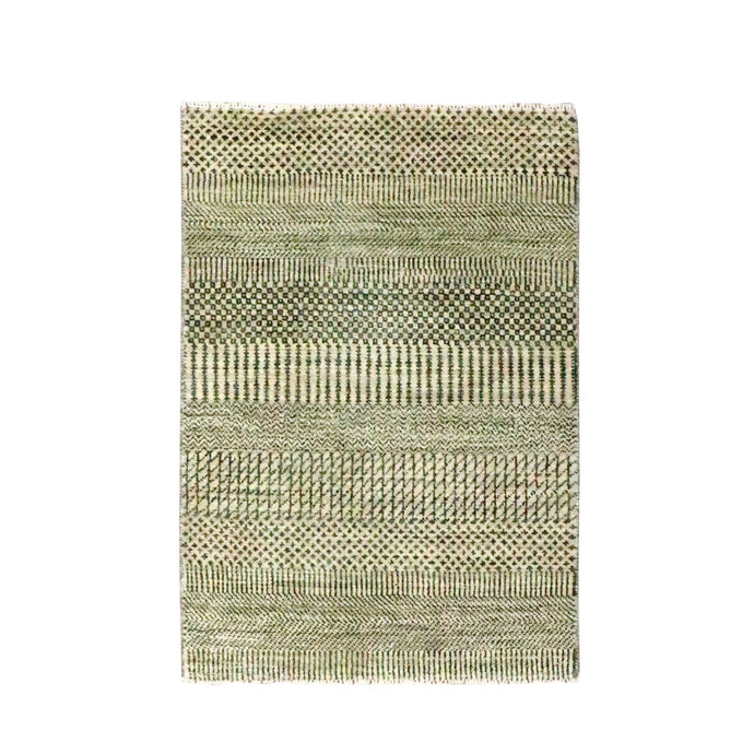 2'x3' Beige, Tone on Tone, Modern Grass Design, Hand Knotted, Wool with touch of Silk, Lush and Plush, Sample, Mat, Oriental Rug FWR459804
