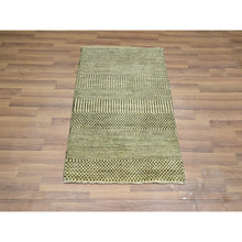 Load image into Gallery viewer, 2&#39;x3&#39; Beige, Tone on Tone, Modern Grass Design, Hand Knotted, Wool with touch of Silk, Lush and Plush, Sample, Mat, Oriental Rug FWR459804