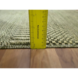 2'x3' Beige, Tone on Tone, Modern Grass Design, Hand Knotted, Wool with touch of Silk, Lush and Plush, Sample, Mat, Oriental Rug FWR459804