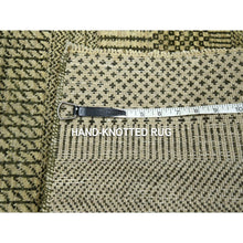 Load image into Gallery viewer, 2&#39;x3&#39; Beige, Tone On Tone, Modern Grass Design, Hand Knotted, Wool With Touch Of Silk, Lush And Plush, Sample, Mat, Oriental Rug FWR459804