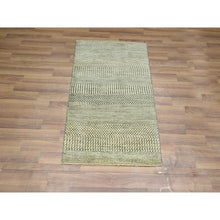 Load image into Gallery viewer, 2&#39;x3&#39; Beige, Wool With Touch Of Silk, Modern Grass Design, Hand Knotted, Tone On Tone, Lush And Plush, Sample, Mat, Oriental Rug FWR459810