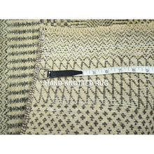 Load image into Gallery viewer, 2&#39;x3&#39; Beige, Wool with touch of Silk, Modern Grass Design, Hand Knotted, Tone on Tone, Lush and Plush, Sample, Mat, Oriental Rug FWR459810