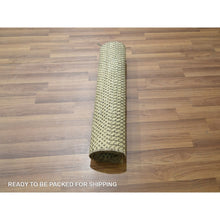 Load image into Gallery viewer, 2&#39;x3&#39; Beige, Wool with touch of Silk, Modern Grass Design, Hand Knotted, Tone on Tone, Lush and Plush, Sample, Mat, Oriental Rug FWR459810
