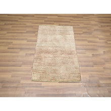 Load image into Gallery viewer, 2&#39;x3&#39; Beige-rust, Modern Grass Design, Hand Knotted, Wool With Touch Of Silk, Tone On Tone, Lush And Plush, Sample, Mat, Oriental Rug FWR459816