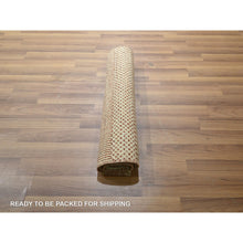 Load image into Gallery viewer, 2&#39;x3&#39; Beige-rust, Modern Grass Design, Hand Knotted, Wool With Touch Of Silk, Tone On Tone, Lush And Plush, Sample, Mat, Oriental Rug FWR459816